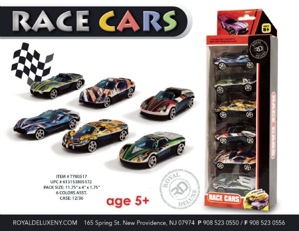 6-Piece TiE-Dye Die Cast Racecars