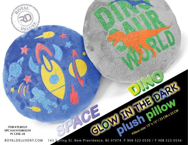 Glow In The Dark Dino & Space Round Pillow