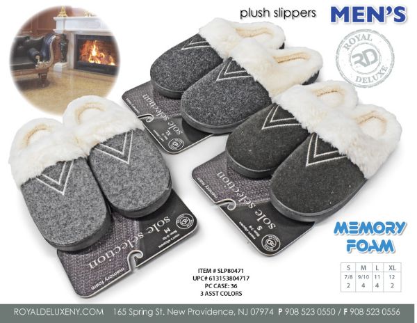 Memory Foam Slipper MeN- Sherpa Lined Terry Top