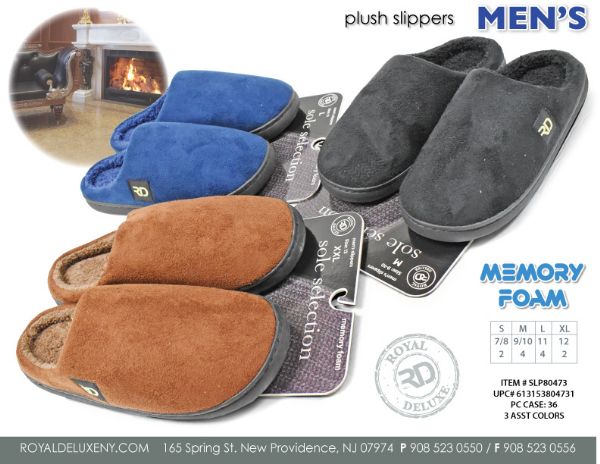 Men's Memory Foam Slipper Sherpa Lined Suede Top