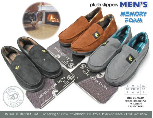 Men's Memory Foam Boast Slipper With Plaid Lining