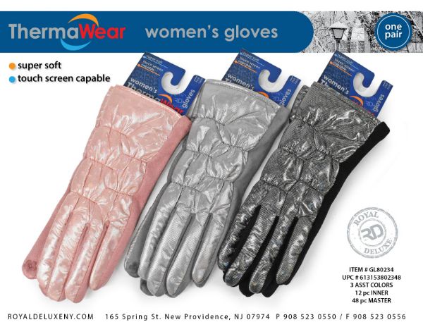 Women's Puffy Glove Smooth Finish Touch Capable