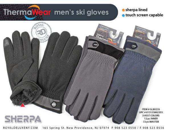 Men's Puffer Glove W Elastic & Touch Screen Capabilty