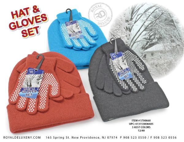 2pk Hat & Glove Set W/ Gripper