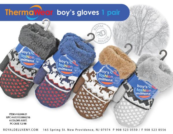 Toddler Boys Sherpa Lined Knit Mitten