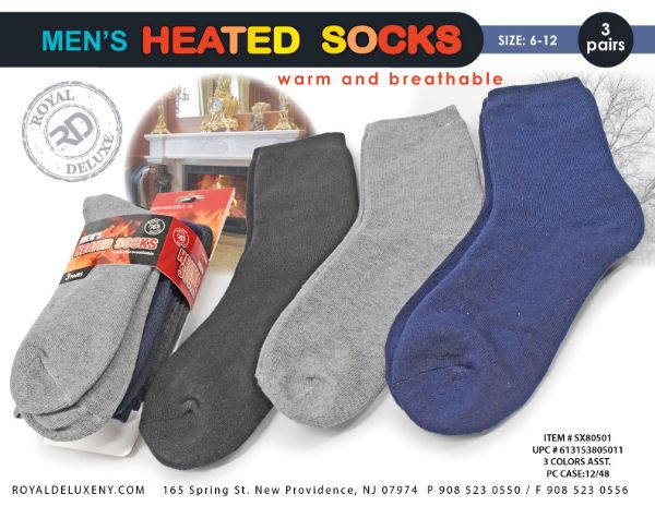 3pk Men Super Heated Brush Lined Socks