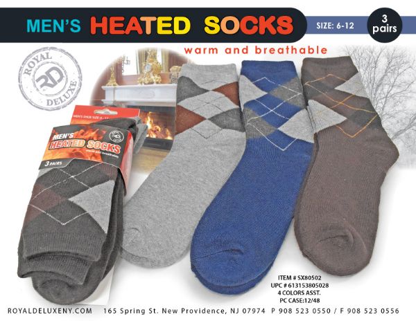 3pk Men Super Heated Brush Lined Socks