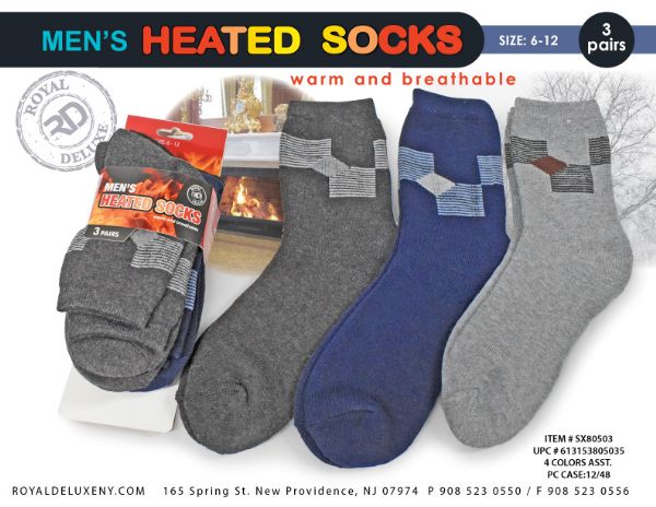 3pk Men Super Heated Brush Lined Socks