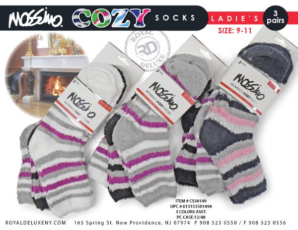 Mossimo 3pk Cozy Sock W/ Gripper BottoM- Stripes