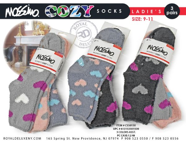 Mossimo 3pk Cozy Sock W/ Gripper BottoM- Hearts