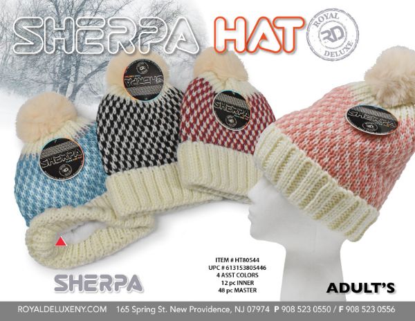 Sherpa Lined Knit Pom Pom Hat