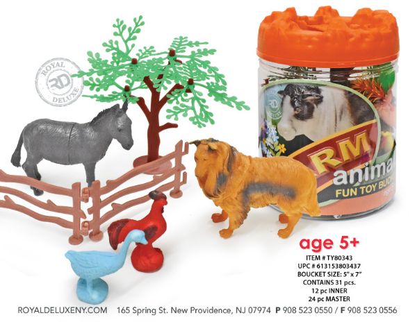 31 Pc Farm Animal Toy Set In Jumbo Bucket