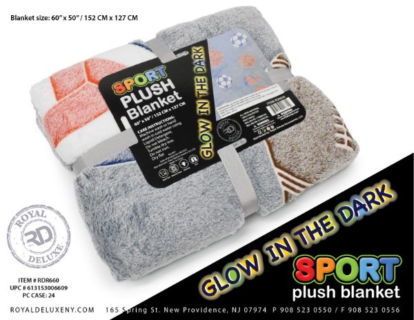 Sports Glow In The Dark Plush Blanket 50" X 60"