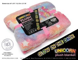 Unicorn Glow In The Dark Plush Blanket 5" X 60"