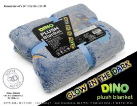 Dino Glow In The Dark Plush Blanket 50" X 60"