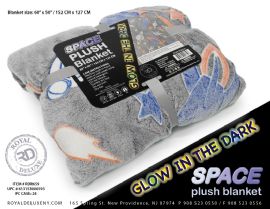 Space Glow In The Dark Plush Blanket 50" X 60"