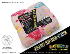 Butterfly Glow In The Dark Plush Blanket 50" X 60"