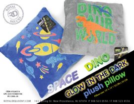 Glow In The Dark Square Dino & Space Pillow