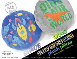 Glow In The Dark Dino & Space Round Pillow