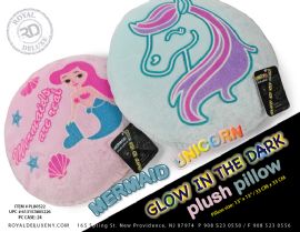 Glow In The Dark Unicorn & Mermaid Round Pillow