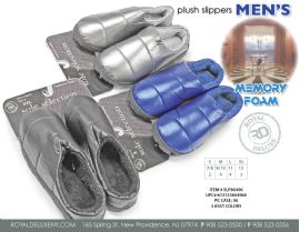 Men's Memory Foam Slippers W Ppuffy Top