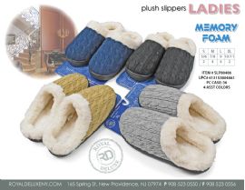 Women's Memory Foam Slipper With Sherpa Lining And Cable Knit Top