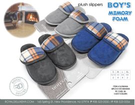 Boy's Sherpa Lined Slippper With Plaid Top