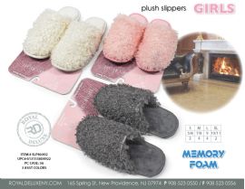 Girls Fuzzy Top Memory Foam Slipper