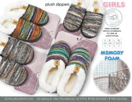 Girls Memory Slipper With Sherpa Lining And Chevron Top