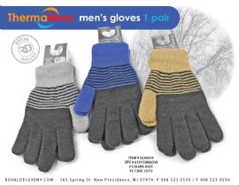 Men's Double Insulated Striped Knit Gloves