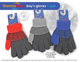 Boy's Double Insulated Striped Knit Gloves