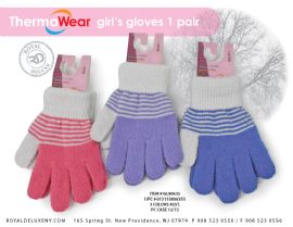 Girls's Double Insulated Striped Knit Gloves