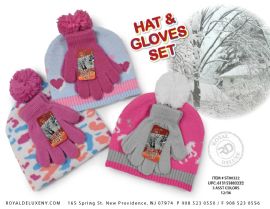 2pk Girls Design Hat & Glove Set