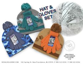 2pk Boys Design Hat & Glove Set