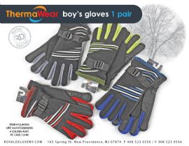 Boys Neon Ski Gloves W/ Velcro Closure