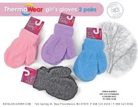 2pk Chenille Girls Toddler Mittens