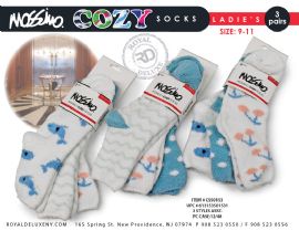 Mossimo 3pk Cozy Sock W/ Gripper BottoM- Blue Tonal