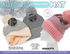 Womens Check Sherpa Lined Pom Pom Hat